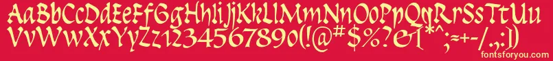 Insula-Schriftart – Gelbe Schriften auf rotem Hintergrund