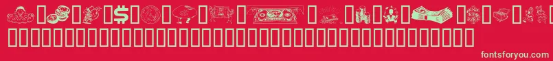 Moolah Font – Green Fonts on Red Background