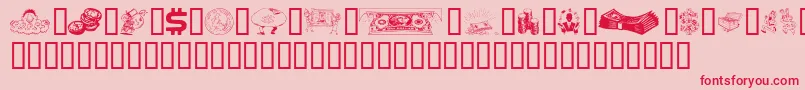Fonte Moolah – fontes vermelhas em um fundo rosa