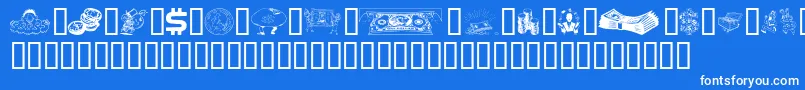 Moolah-Schriftart – Weiße Schriften auf blauem Hintergrund