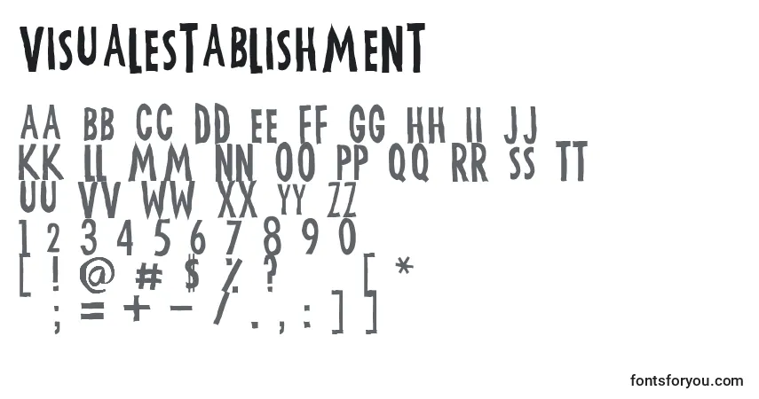 Czcionka VisualEstablishment – alfabet, cyfry, specjalne znaki
