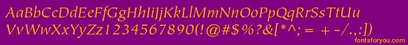 TiepolostdBookitalic Font – Orange Fonts on Purple Background