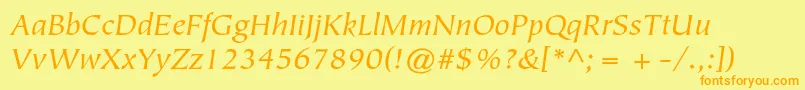 En savoir plus sur la police TiepolostdBookitalic Police TiepolostdBookitalic – polices orange sur fond jaune