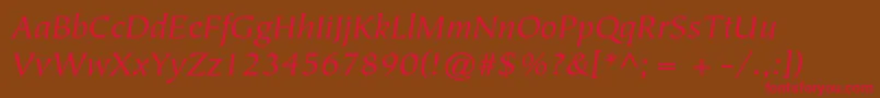 TiepolostdBookitalic Font – Red Fonts on Brown Background