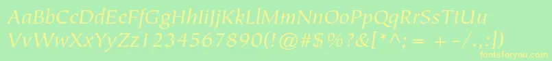 TiepolostdBookitalic Font – Yellow Fonts on Green Background
