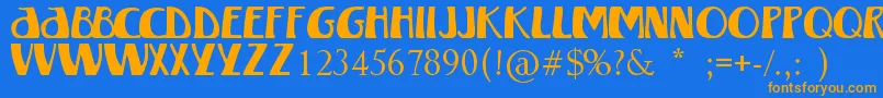 フォントWinterlandMkii – オレンジ色の文字が青い背景にあります。