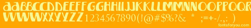WinterlandMkii-fontti – keltaiset fontit oranssilla taustalla