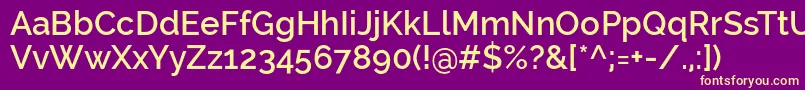 RalewaySemibold Font – Yellow Fonts on Purple Background