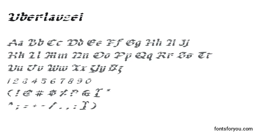 A fonte Uberlav2ei – alfabeto, números, caracteres especiais