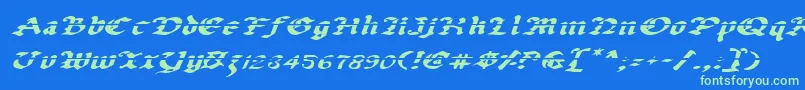 Uberlav2ei Font – Green Fonts on Blue Background