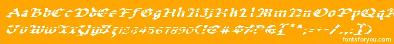 Uberlav2ei-Schriftart – Weiße Schriften auf orangefarbenem Hintergrund