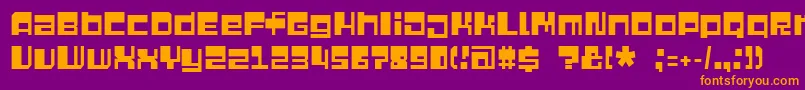 Quazimode-Schriftart – Orangefarbene Schriften auf violettem Hintergrund