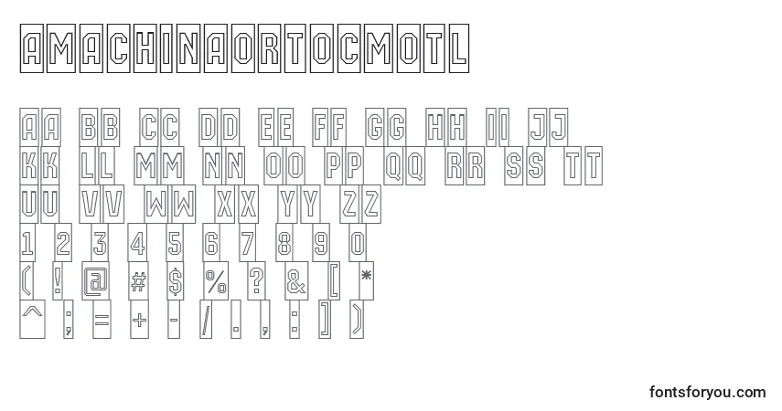 A fonte AMachinaortocmotl – alfabeto, números, caracteres especiais