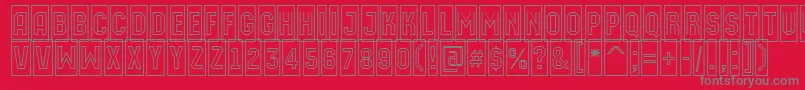AMachinaortocmotl-fontti – harmaat kirjasimet punaisella taustalla
