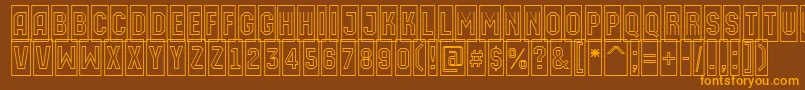 AMachinaortocmotl-Schriftart – Orangefarbene Schriften auf braunem Hintergrund