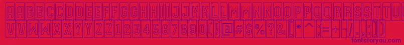 AMachinaortocmotl-Schriftart – Violette Schriften auf rotem Hintergrund