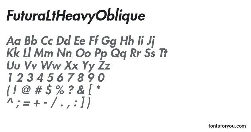 Шрифт FuturaLtHeavyOblique – алфавит, цифры, специальные символы