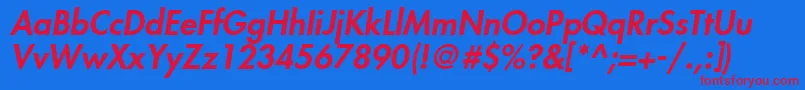 FuturaLtHeavyOblique Font – Red Fonts on Blue Background