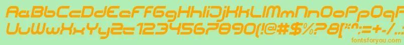 CentreforwardBolditalic-Schriftart – Orangefarbene Schriften auf grünem Hintergrund