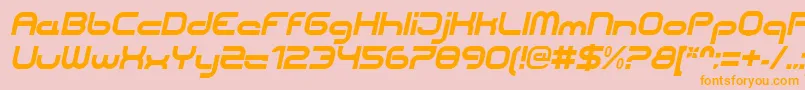 CentreforwardBolditalic-Schriftart – Orangefarbene Schriften auf rosa Hintergrund