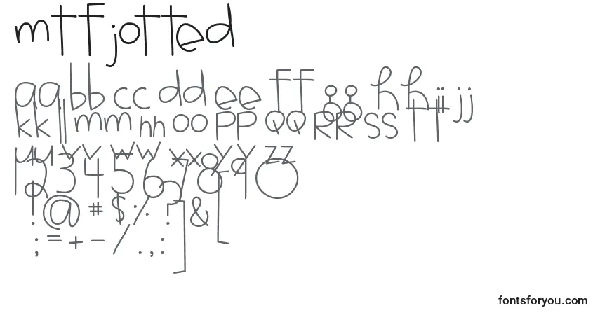 Шрифт MtfJotted – алфавит, цифры, специальные символы