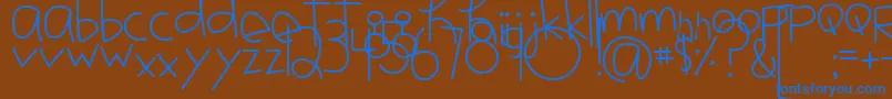 MtfJotted Font – Blue Fonts on Brown Background