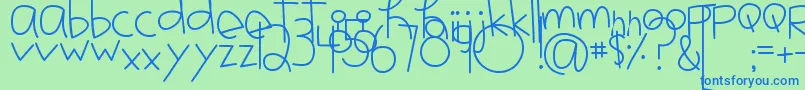 MtfJotted Font – Blue Fonts on Green Background