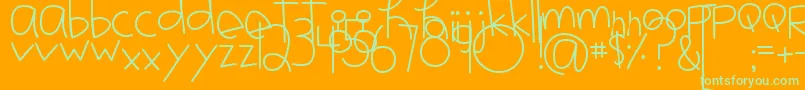 MtfJotted-Schriftart – Grüne Schriften auf orangefarbenem Hintergrund