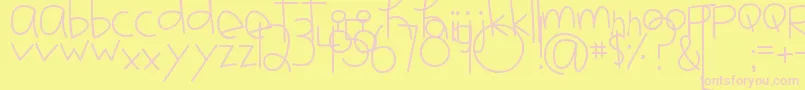 MtfJotted-Schriftart – Rosa Schriften auf gelbem Hintergrund
