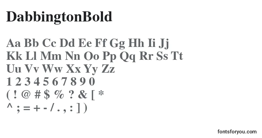 Schriftart DabbingtonBold – Alphabet, Zahlen, spezielle Symbole