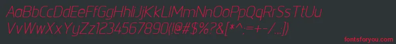 フォントNorpethBookitalic – 黒い背景に赤い文字