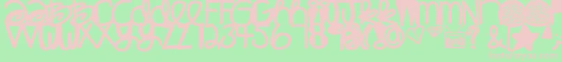 フォントBabaganoosh – 緑の背景にピンクのフォント