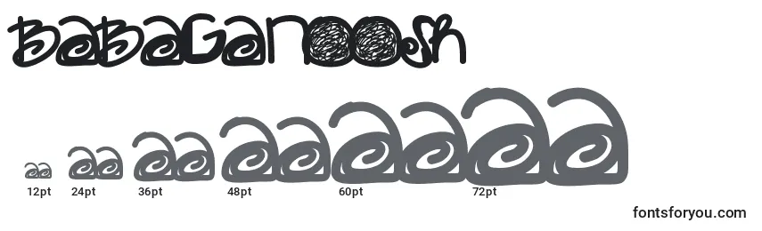 Babaganoosh Font Sizes