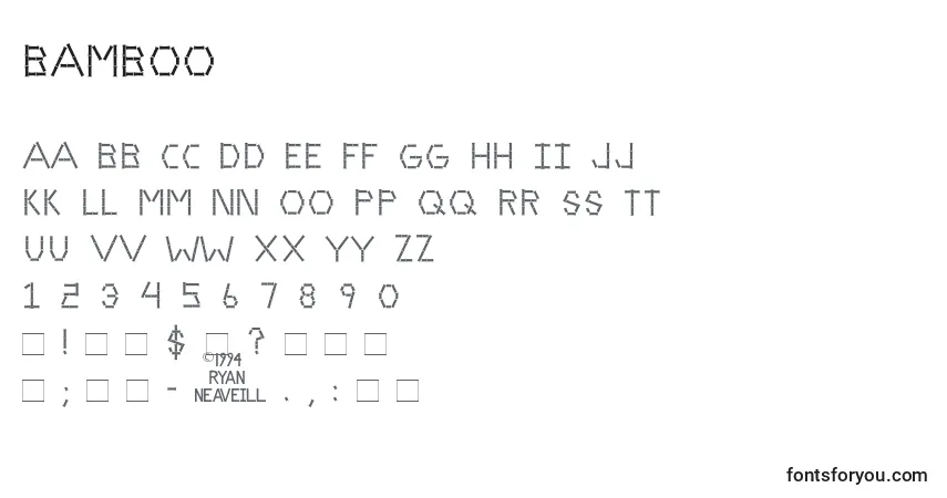Шрифт Bamboo – алфавит, цифры, специальные символы