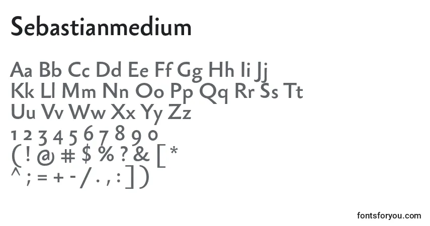 Шрифт Sebastianmedium – алфавит, цифры, специальные символы