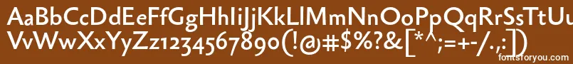 Sebastianmedium-Schriftart – Weiße Schriften auf braunem Hintergrund