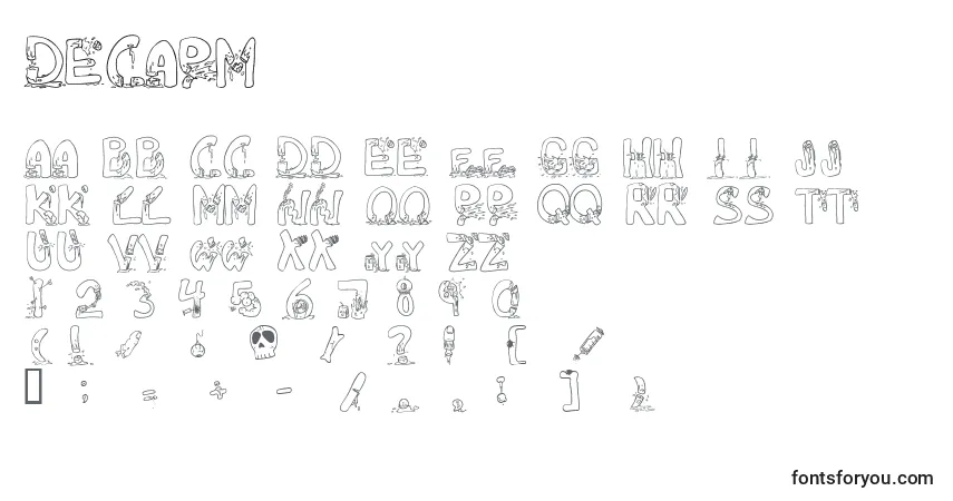 Schriftart Decapm – Alphabet, Zahlen, spezielle Symbole