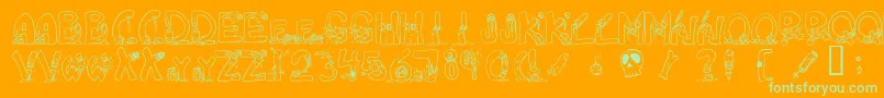 Decapm Font – Green Fonts on Orange Background