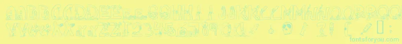 Decapm Font – Green Fonts on Yellow Background
