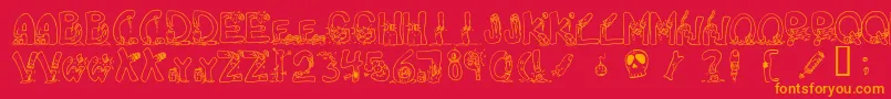Decapm Font – Orange Fonts on Red Background