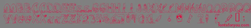 フォントDecapm – 赤い文字の灰色の背景