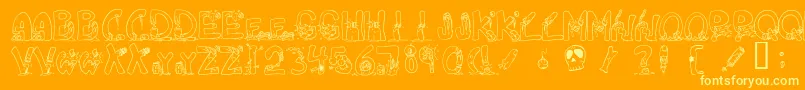 Decapm Font – Yellow Fonts on Orange Background