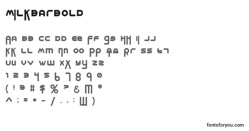 Шрифт MilkBarBold – алфавит, цифры, специальные символы