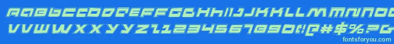 Fonte PulseRifleAcademyItalic – fontes verdes em um fundo azul