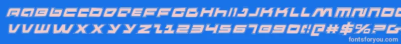 Fonte PulseRifleAcademyItalic – fontes rosa em um fundo azul