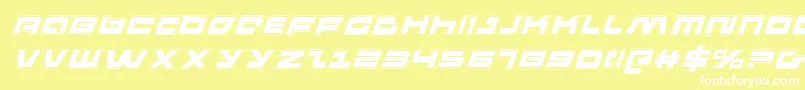 Fonte PulseRifleAcademyItalic – fontes brancas em um fundo amarelo