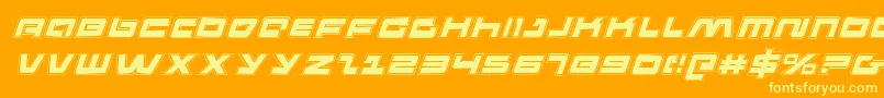PulseRifleAcademyItalic-fontti – keltaiset fontit oranssilla taustalla