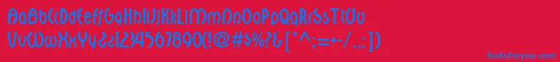 SceptreRegular-Schriftart – Blaue Schriften auf rotem Hintergrund