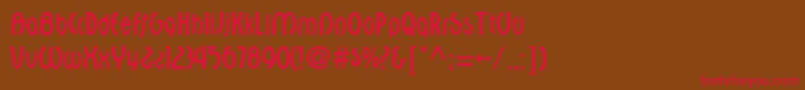 フォントSceptreRegular – 赤い文字が茶色の背景にあります。