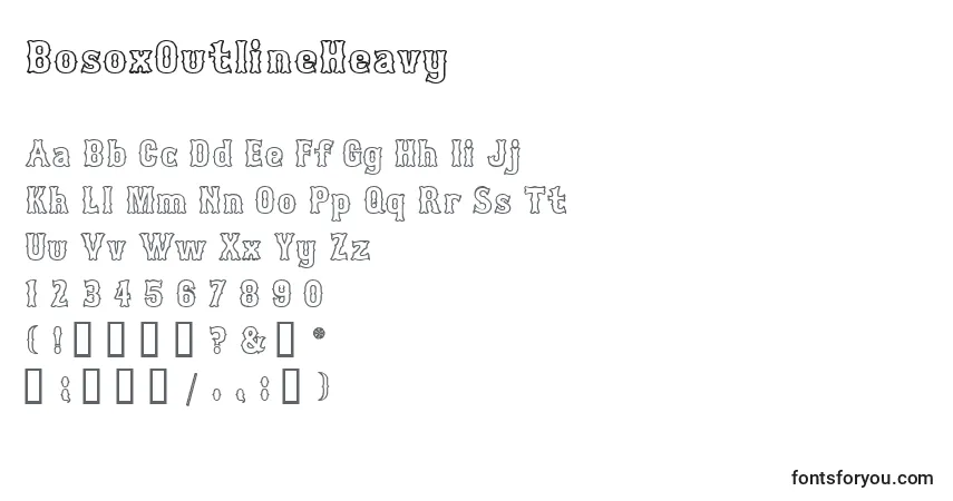 Czcionka BosoxOutlineHeavy – alfabet, cyfry, specjalne znaki